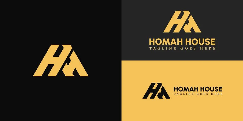 Abstract initial letter H or HH logo in gold color Stock Illustration
