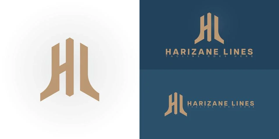 Abstract initial letter HL or LH in gold color Stock Illustration