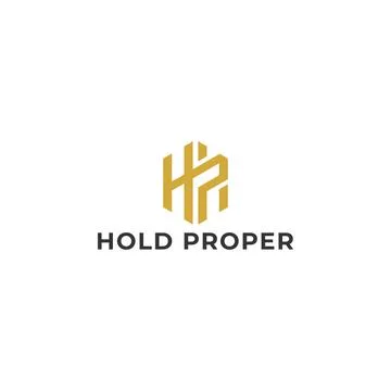 Abstract initial letter HP or PH logo in gold color isolated in white background Stock Illustration