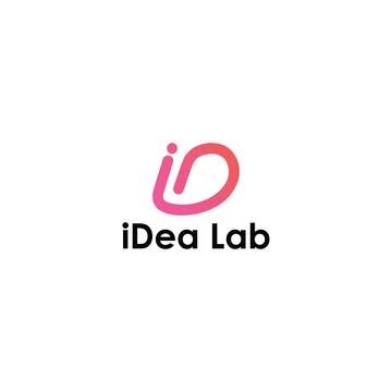 Abstract initial letter I and D logo in pink-red color isolated in white Stock Illustration
