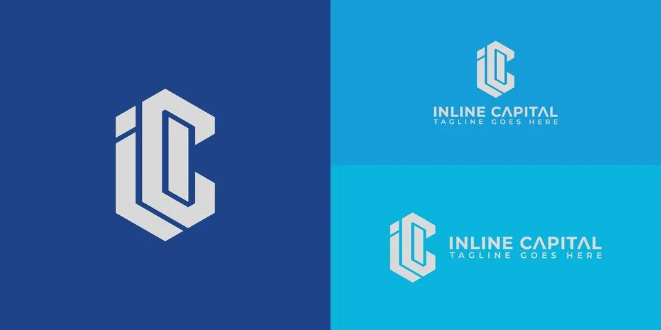 Abstract initial letter IC or CI logo in white color Stock Illustration