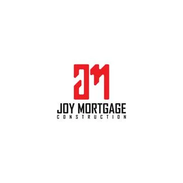 Abstract initial letter J and M logo in red color isolated in white background Illustrazione stock