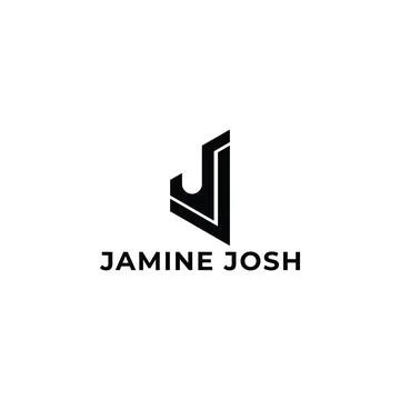 Abstract initial letter J or JJ logo in black color isolated in white background Stock Illustration