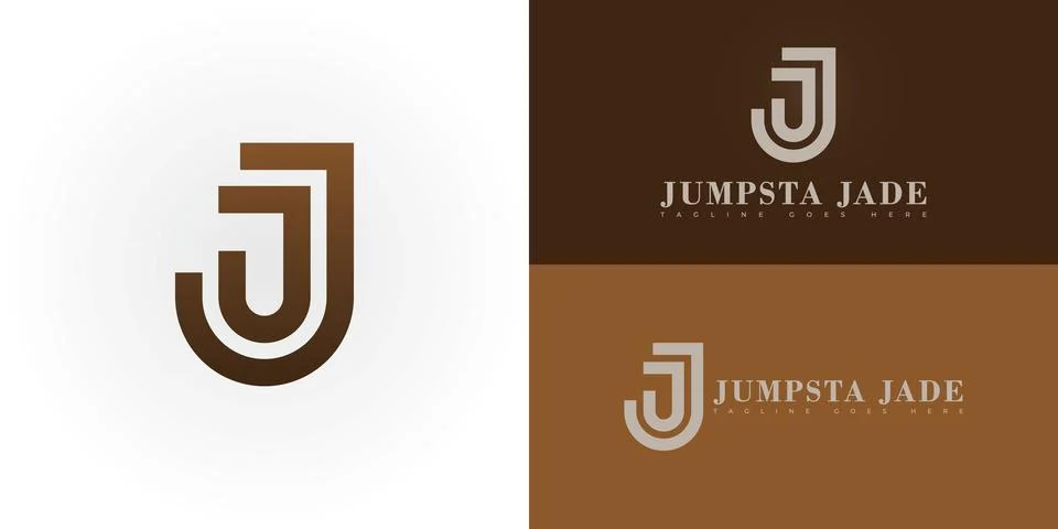 Abstract initial letter J or JJ in brown color Stock Illustration