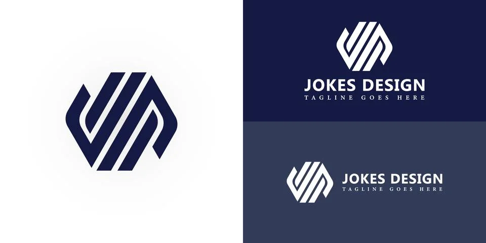 Abstract initial letter JD or DJ logo in blue navy color isolated in white Stock Illustration