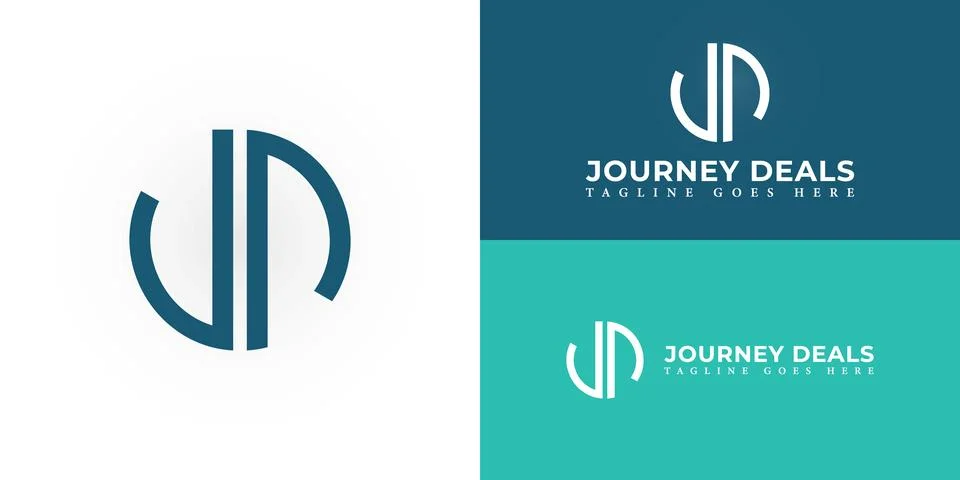 Abstract initial letter JD or DJ in soft blue color Stock Illustration