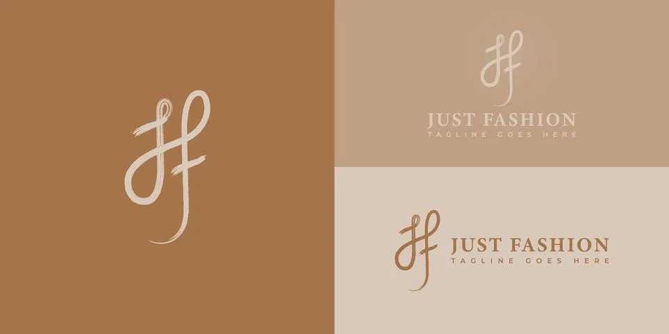 Abstract initial letter JF or FJ logo in gold color Stock Illustration