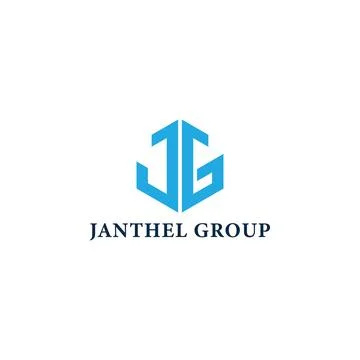 Abstract initial letter JG or GJ logo in blue color isolated in white background Stock Illustration