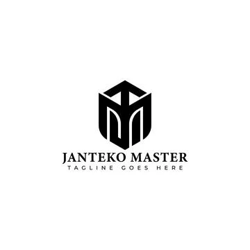 Abstract initial letter JM or MJ logo in black color isolated in white Stock Illustration