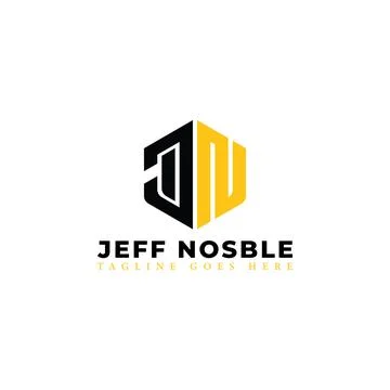 Abstract initial letter JN or NJ logo in black-yellow color isolated in white Ilustración de archivo