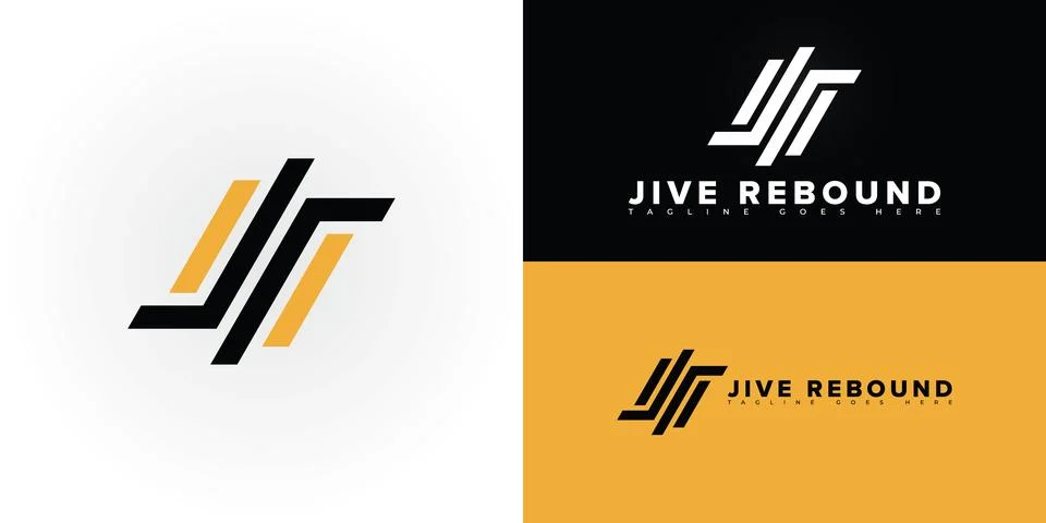 Abstract initial letter JR or RJ in black-gold color Stock Illustration