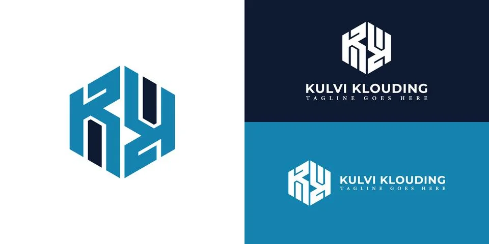 Abstract initial letter K or KK logo in blue color Stock Illustration
