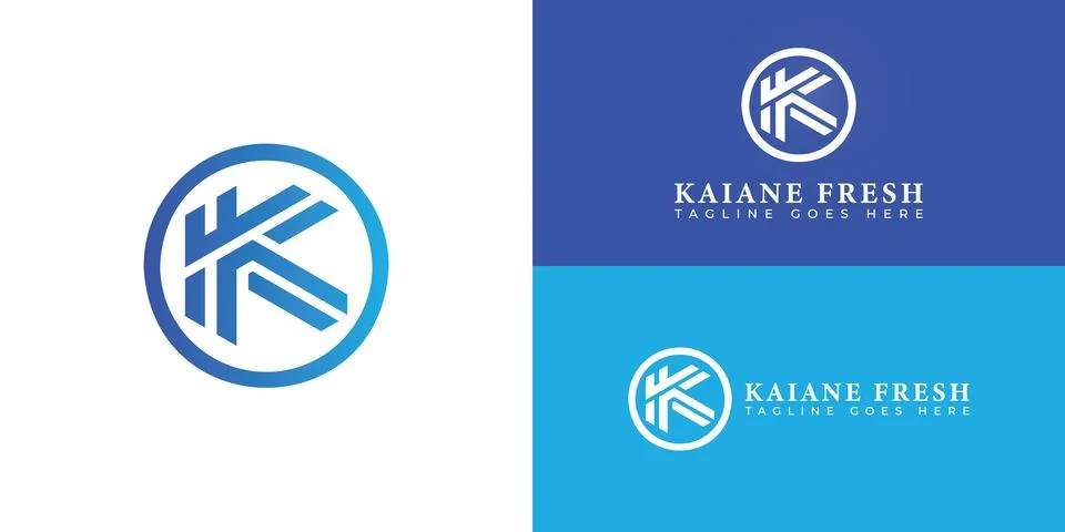 Abstract initial letter KF or FK logo in blue color Stock Illustration
