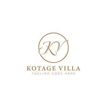 Abstract initial letter KV or VK logo in gold color isolated in white background Ilustração Stock