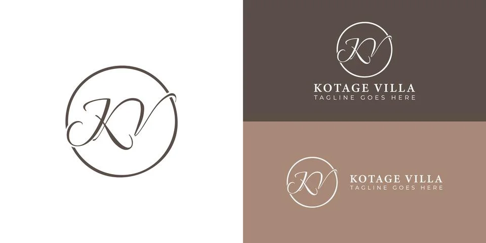 Abstract initial letter KV or VK logo in deep gold color Stock Illustration