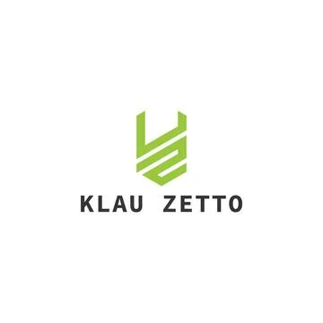 Abstract initial letter KZ or ZK logo in green color isolated in white Stock Illustration