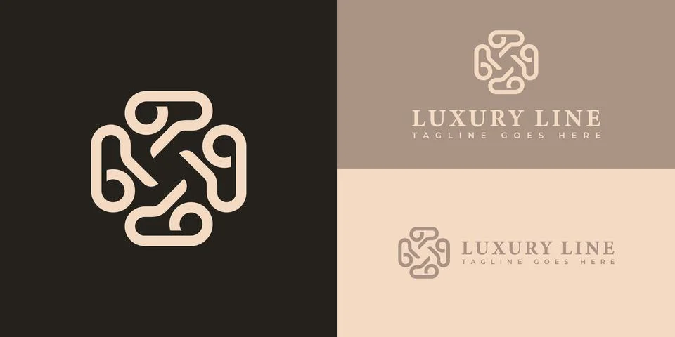 Abstract initial letter L or LL logo in soft gold color isolated in brown Stock Illustration
