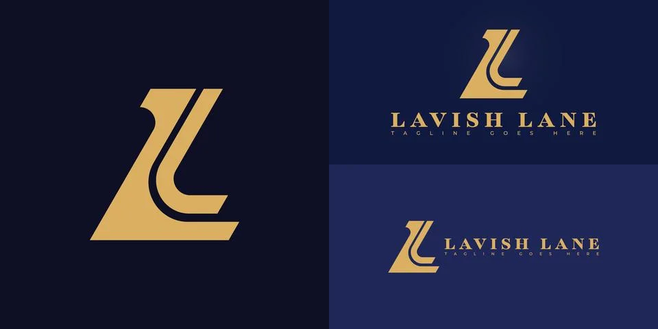 Abstract initial letter L or LL in gold color Stock Illustration