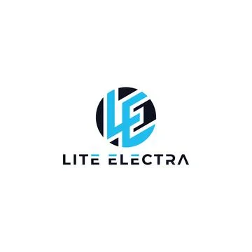 Abstract initial letter LE or EL logo in black-blue color isolated in white Stock Illustration