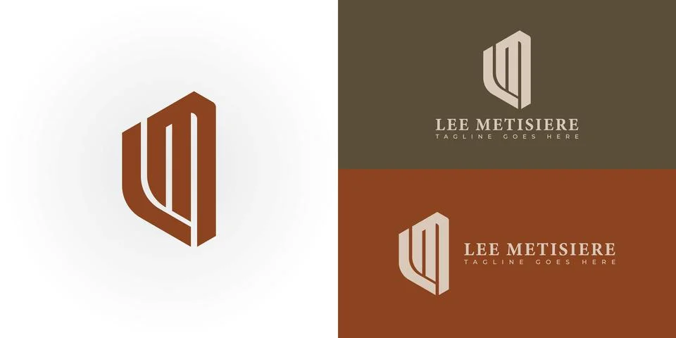 Abstract initial letter LM or ML logo in deep red color Stock Illustration