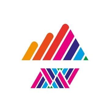 Abstract initial letter logo in multiple colors isolated on white background Stock Illustration