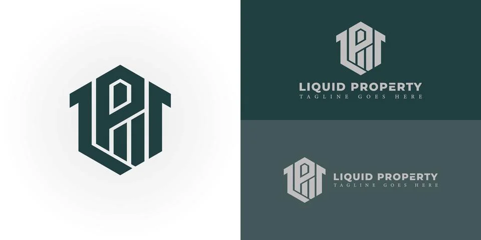 Abstract initial letter LP or PL logo in deep green color Stock Illustration