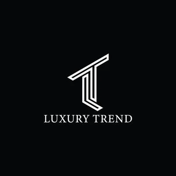 Abstract initial letter LT or TL logo in white color isolated in black Stock Illustration