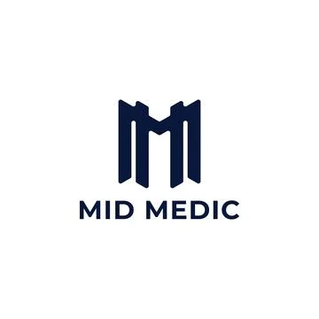 Abstract initial letter M or MM logo in blue navy color isolated in white Stock Illustration