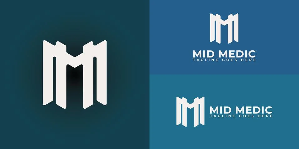 Abstract initial letter M or MM logo in white color Illustrazione stock