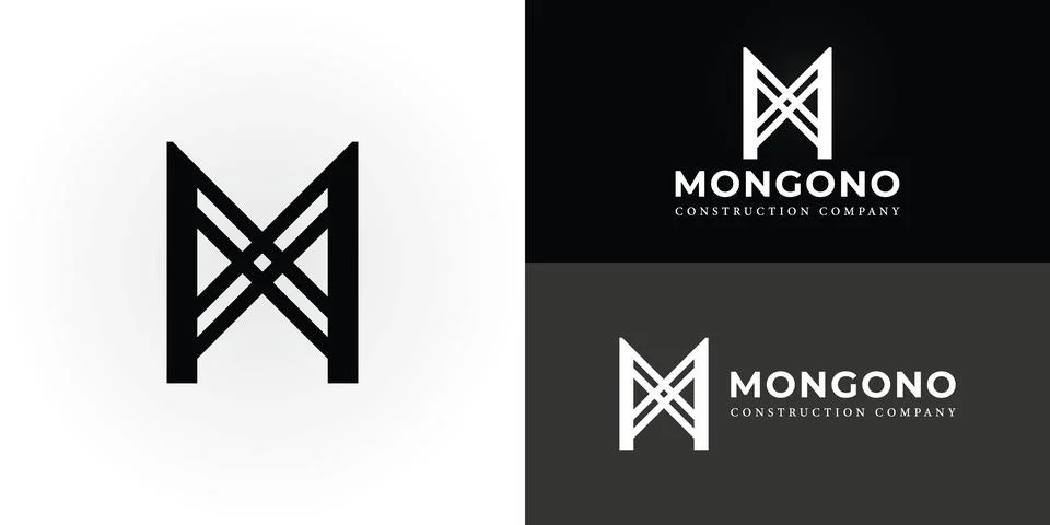 Abstract initial letter M or MM logo in black color Stock Illustration