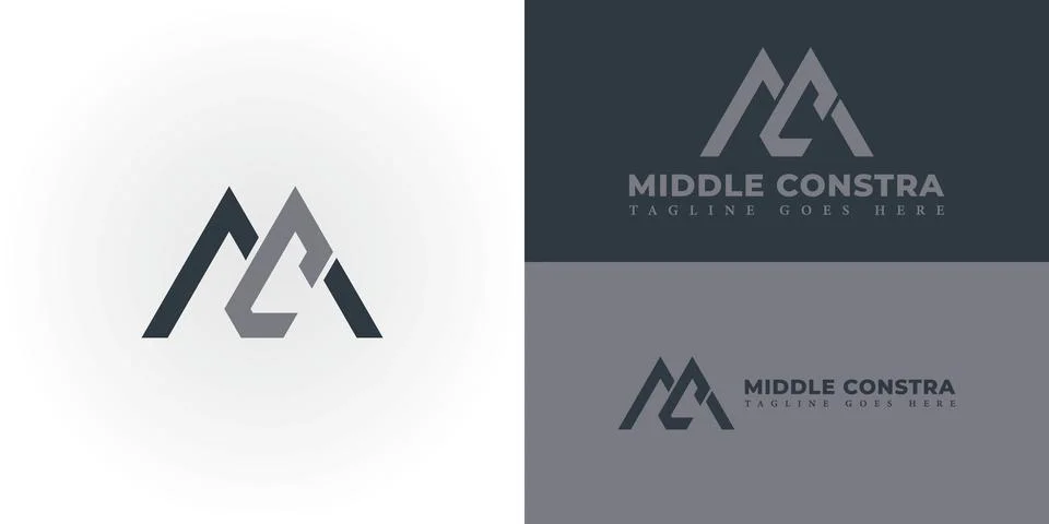 Abstract initial letter MC or CM logo in black color Stock Illustration