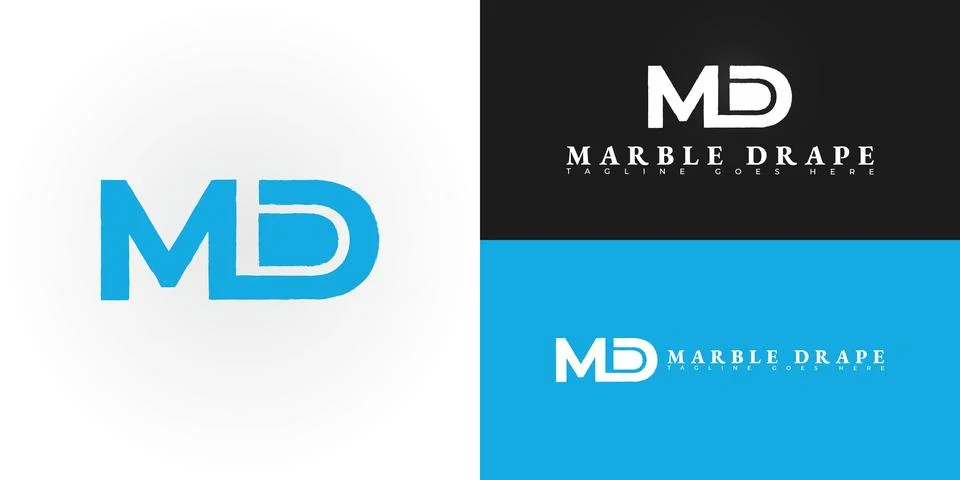 Abstract initial letter MD or DM in blue color Stock Illustration