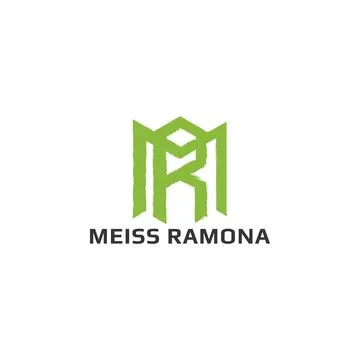 Abstract initial letter MR or RM logo in green color isolated in white Stock Illustration