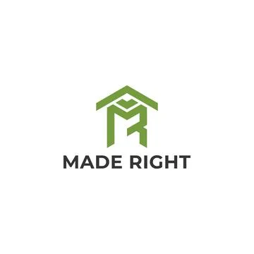 Abstract initial letter MR or RM logo in green color isolated in white Stock Illustration