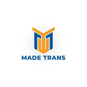 Abstract initial letter MT or TM logo in blue and orange color isolated in white Stock Illustration