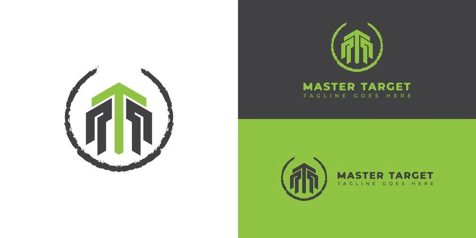 Abstract initial letter MT or TM logo in black and green color Stock Illustration