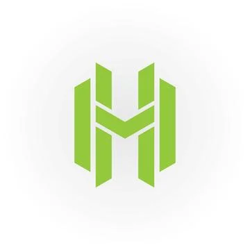 Abstract initial letter MV or VM logo in green color isolated in white Stock Illustration