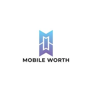 Abstract initial letter MW or WM logo in blue-violet color isolated in white Stock Illustration