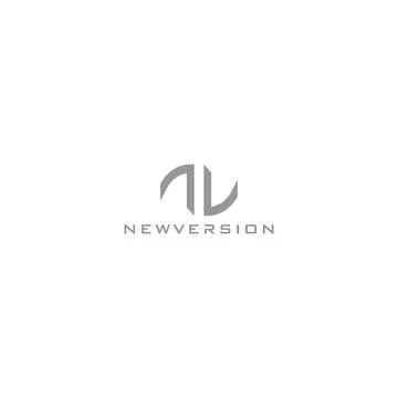 Abstract initial letter N and V in grey color isolated in white background Stock Illustration