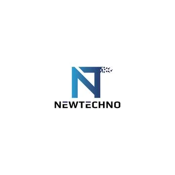 Abstract initial letter N and T in blue color isolated in white background Stock Illustration