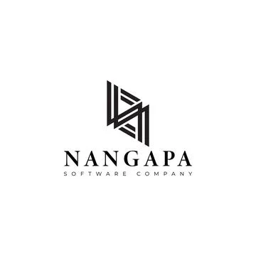 Abstract initial letter NA or AN logo in black color isolated in white Stock Illustration
