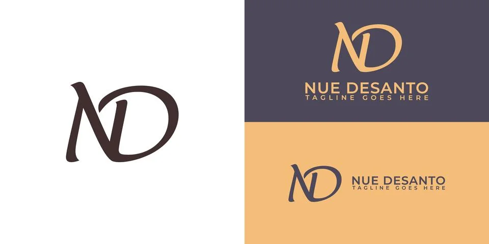 Abstract initial letter ND or DN logo in black and gold color Stock Illustration