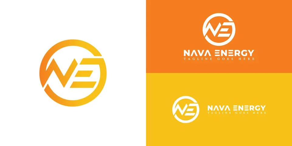 Abstract initial letter NE or EN logo in gradient orange color Stock Illustration