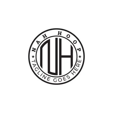 Abstract initial letter NH or HN logo in black color isolated in white Stock Illustration