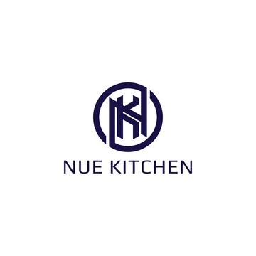 Abstract initial letter NK or KN logo in navy-blue color isolated in white Stock-Illustration