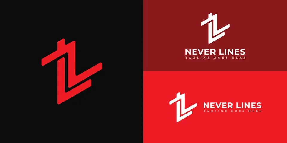 Abstract initial letter NL logo in red color isolated on black and red Stock Illustration