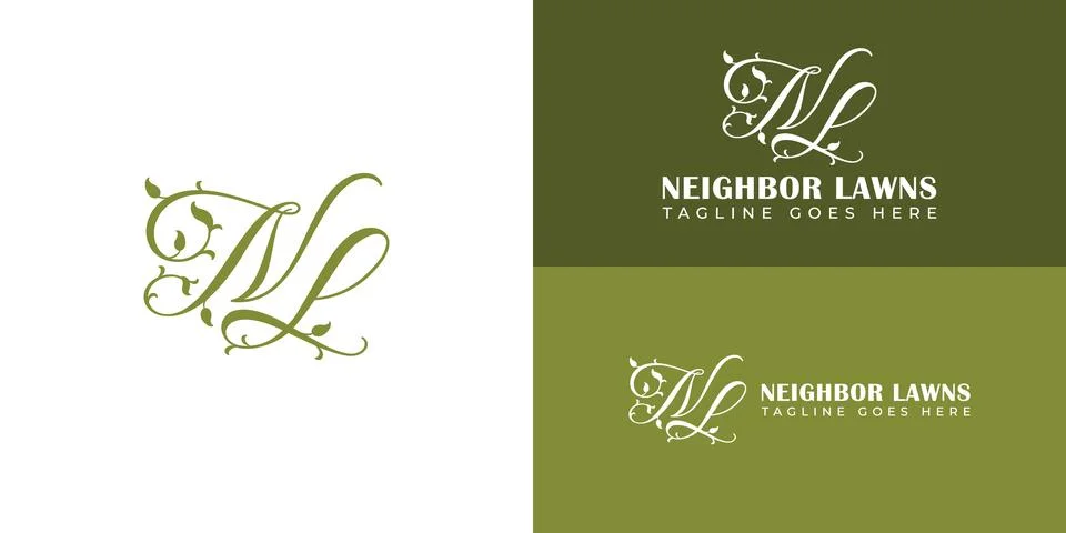 Abstract initial letter NL or LN logo in green color Stock Illustration
