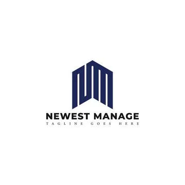 Abstract initial letter NM or MN logo in blue color isolated in white background Stock Illustration