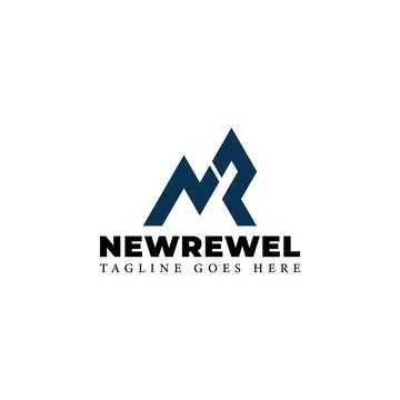 Abstract initial letter NR or RN logo in dark-blue color isolated in white Stock Illustration