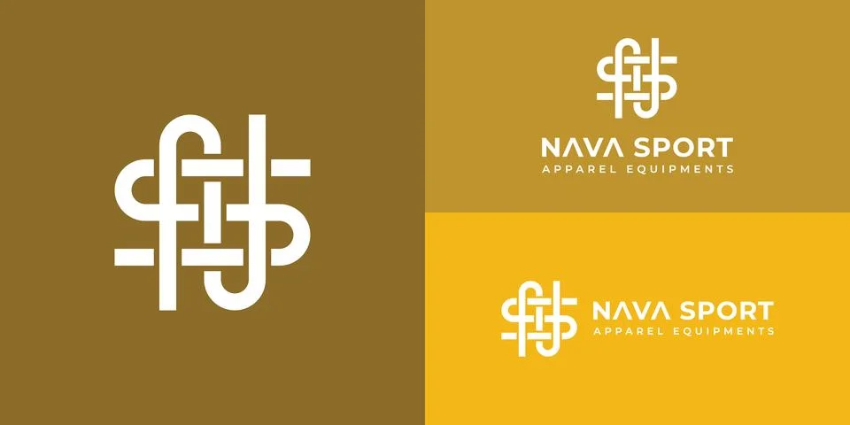 Abstract initial letter NS or SN logo in white color isolated in yellow Stock Illustration